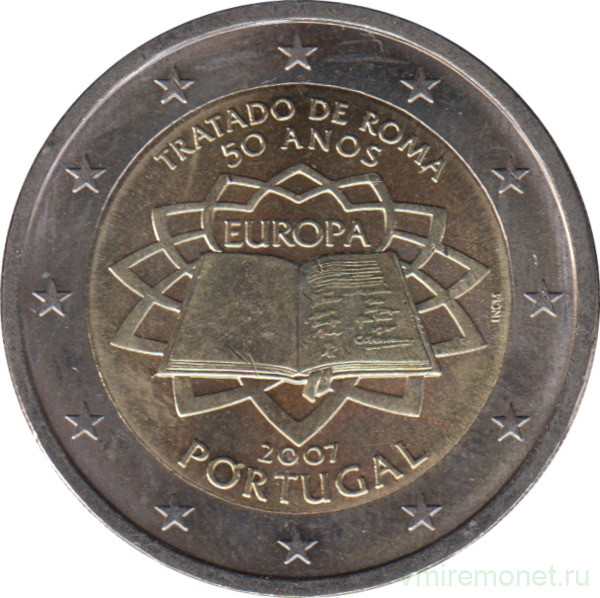 Монета. Португалия. 2 евро 2007 год. 50 лет подписания Римского договора.