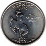 Монета. США. 25 центов 2007 год. Штат № 44 Вайоминг.