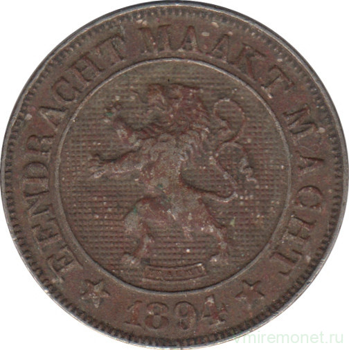 Монета. Бельгия. 10 сантимов 1894 год. Der Belgen.