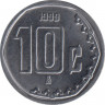 Монета. Мексика. 10 сентаво 1999 год. ав.