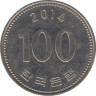 Монета. Южная Корея. 100 вон 2014 год. ав.