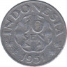 Монета. Индонезия. 10 сен 1951 год. ав.
