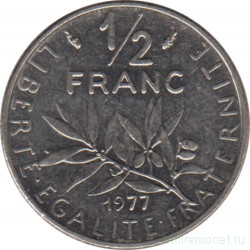Монета. Франция. 1/2 франка 1977 год.