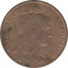 Монета. Франция. 10 сантимов 1911 год рев.