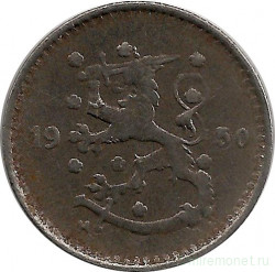Монета. Финляндия. 1 марка 1950 год. Железо.