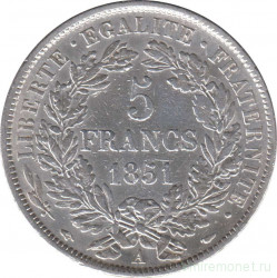 Монета. Франция. 5 франков 1851 год.