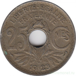 Монета. Франция. 25 сантимов 1923 год.