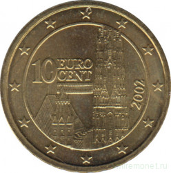 Монета. Австрия. 10 центов 2002 год.