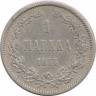 Монета. Русская Финляндия. 1 марка 1874 год. Ag ав
