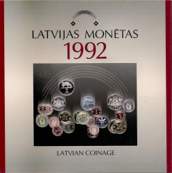 Монеты. Латвия. Набор официальный в буклете 1992 год. (Белая корова).