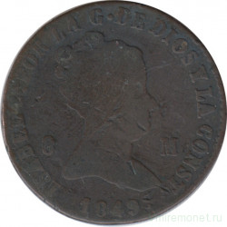 Монета. Испания. 8 мараведи 1849 год. J.