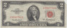 Банкнота. США. 2 доллара 1953 год. Красная печать. А. Тип 380а. ав.