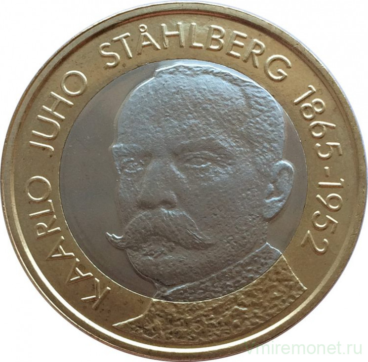 Монета. Финляндия. 5 евро 2016 год. Президент Финляндии Каарло Юхо Стольберг.