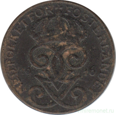 Монета. Швеция. 1 эре 1916 год (6 - длинный хвост).
