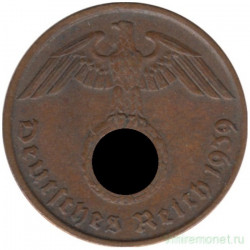 Монета. Германия. Третий Рейх. 2 рейхспфеннига 1939 год. Монетный двор - Вена (B).