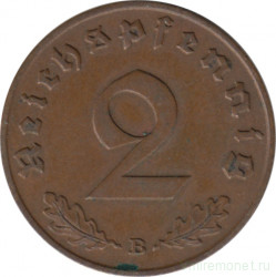 Монета. Германия. Третий Рейх. 2 рейхспфеннига 1939 год. Монетный двор - Вена (B).