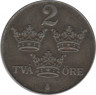 Монета. Швеция. 2 эре 1943 год . рев.