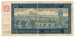 Банкнота. Протекторат Богемия и Моравия. 100 крон 1940 год. Тип 7а.