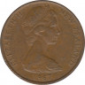 Монета. Новая Зеландия. 2 цента 1967 год. ав.
