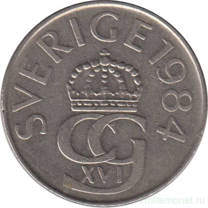 Монета. Швеция. 5 крон 1984 год.