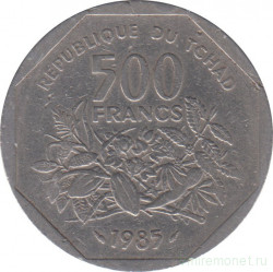 Монета. Центральноафриканский экономический и валютный союз (ВЕАС). Чад. 500 франков 1985 год.