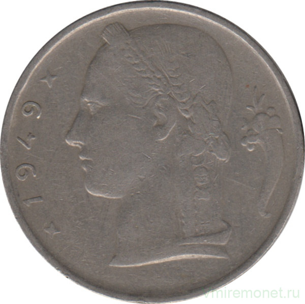 Монета. Бельгия. 5 франков 1949 год. BELGIE.