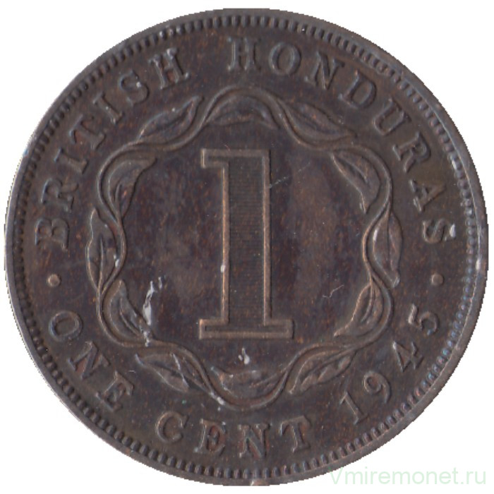 Монета. Британский Гондурас (Белиз). 1 цент 1945 год.