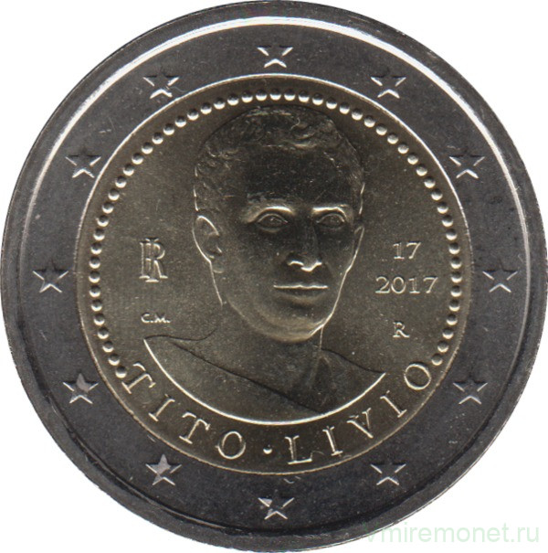 Монета. Италия. 2 евро 2017 год. 2000 лет со дня смерти Тита Ливия.