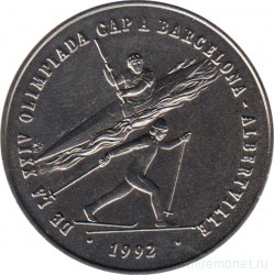 Монета. Андорра. 2 динара 1992 год. XXV летние Олимпийские игры в Барселоне и XVI зимние Олимпийские игры в Альбертвилле 1992 года.