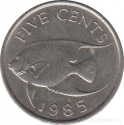 Монета. Бермудские острова. 5 центов 1985 год.