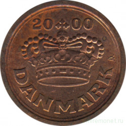 Монета. Дания. 25 эре 2000 год.