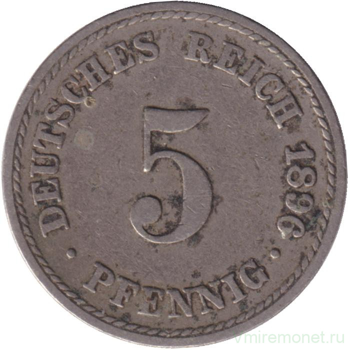 Монета. Германская империя. 5 пфеннигов 1896 год. (A).