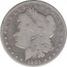 Монета. США. 1 доллар 1901 год. Монетный двор О. ав.