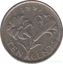 Монета. Бермудские острова. 10 центов 1997 год.