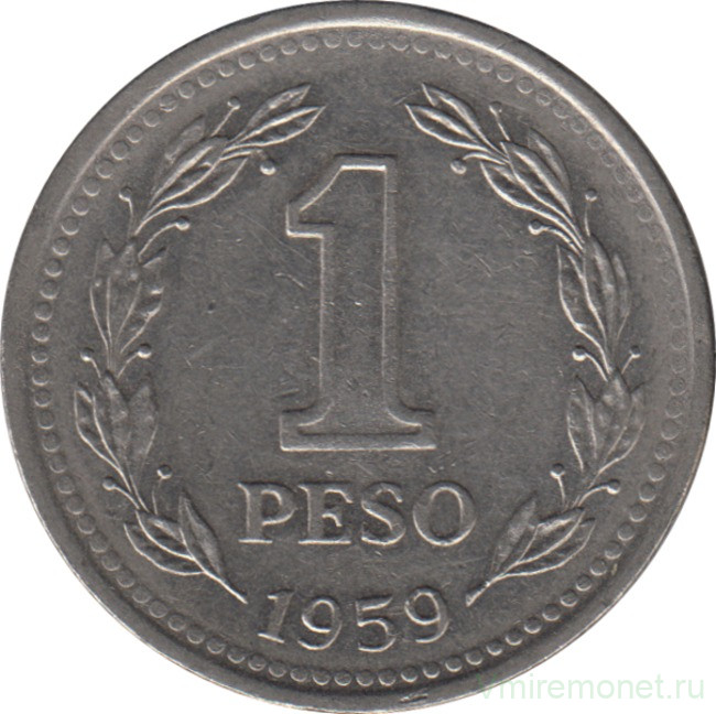 Монета. Аргентина. 1 песо 1959 год.