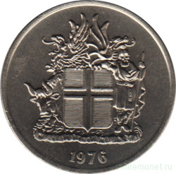 Монета. Исландия. 5 крон 1976 год.