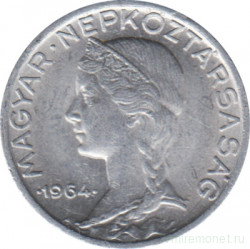 Монета. Венгрия. 5 филлеров 1964 год.