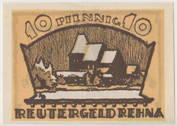 Бона. Нотгельд. Германия. Город Рена. 10 пфеннигов 1922 год. Вариант 1109.2.1.