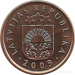 Монета. Латвия. 2 сантима 2009 год.
