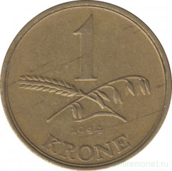 Монета. Дания. 1 крона 1944 год.