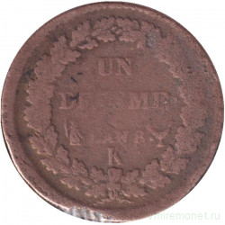 Монета. Франция. 1 десим 1799 год. K.
