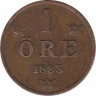  Монета. Швеция. 1 эре 1883 год. ав.