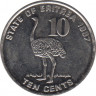 Монета. Эритрея. 10 центов 1997 год. ав.