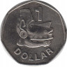 Монета. Соломоновы острова. 1 доллар 2005 год. ав.