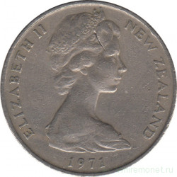 Монета. Новая Зеландия. 20 центов 1971 год.