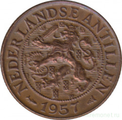 Монета. Нидерландские Антильские острова. 1 цент 1957 год.