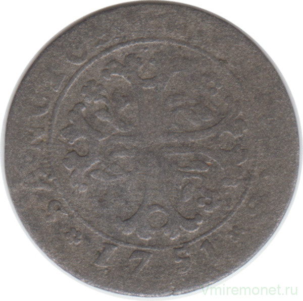 Монета. Швейцария. Город Фрибур. 2 крейцера 1751 год.