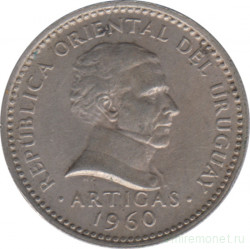 Монета. Уругвай. 50 сентесимо 1960 год.