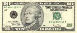 Банкнота. США. 10 долларов 2003 год. Тип 517a.