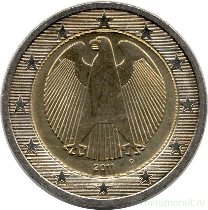 Монета. Германия. 2 евро 2011 год (D).